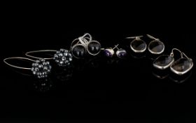 A Collection Silver And Mixed Metal Contemporary Earrings five pairs in total to include,