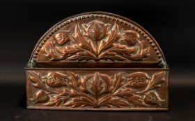 Embossed Planished Copper Letter Rack Arts and Crafts style large,