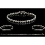 18ct White Gold Pave Set Diamond Line Bracelet of good quality and design,
