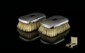 Early 20th Century Sterling Silver Brush Set Housed in original fitted case, hallmarked for