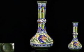 An Early 20th Century Globular Vase The Whole Decorated in Iznik pattern in green and blue on