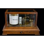 Thomas Fattorini Ltd Antique Period Barograph The Mahogany Case Has Five Bevel Glass Panels And A