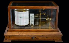 Thomas Fattorini Ltd Antique Period Barograph The Mahogany Case Has Five Bevel Glass Panels And A