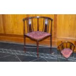 Edwardian Mahogany Inlaid Corner Chair Spindle back,