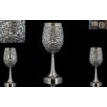 A 19th Century Chinese Export Superb Quality Double Wall Silver Goblet Circa mid-China trade period