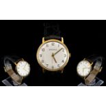 Gents 9ct Gold Caravelle/Bulova Wristwatch, Silvered Dial, Arabic Numerals, Manual Wind,