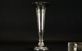 George V Tall Trumpet Shaped Silver Vase