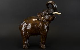 Cold Painted Copper Elephant Figure Mid
