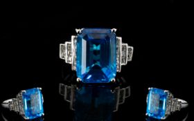 Large Swiss Blue Topaz and White Topaz S