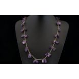 A Vintage Amethyst Necklace Long pewter