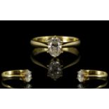 18ct Gold - Oval Cut Single Stone Set Di