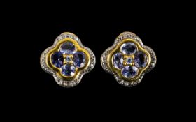 Tanzanite Pair of Quatrefoil Stud Earrin