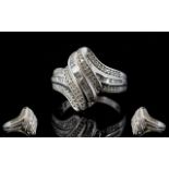 Diamond 'Wave' Ring, a row of baguette c