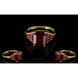 Ruby Octagon Solitaire Ring with stepped