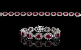 Ruby and Natural White Zircon Line Brace