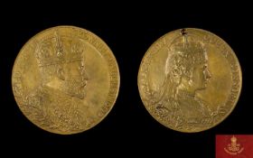 Edward VII & Queen Alexandra Period Bronze Coronation Medallion date 19th August 1902 by G.W.