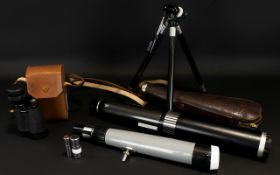 A Small Mixed Lot Comprising 8 x 30 Monocular in brown leather case,