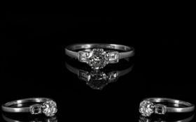 Ladies 1920's Platinum And Diamond Set Dress Ring The central diamond of good colour with