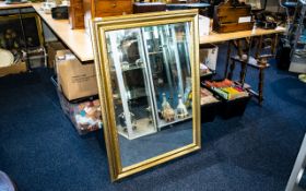 Gilt Framed Mirror Large modern square form mirror in plae gilt frame. 29.