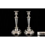 George III John and Thomas Settle A Pair Of Silver Candlesticks Each raised on circular base with
