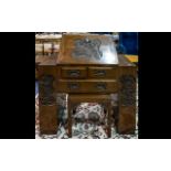 Oriental Carved Bureau - of small proportion,