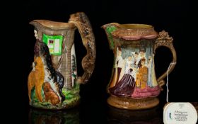 Burleigh Ware Burgess and Leigh Hand Painted Jug, Underside of Jug Reads - A Reproduction of ' Old