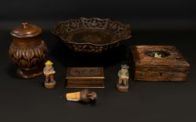 A Mixed Collection Of Black Forest Style Trinkets Seven items in total to include carved bowl with