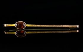 Antique Period 9ct Gold Stone Set Brooch, Marked 9ct Gold. Please Study Photo. 5 cm - 2 Inches Wide.