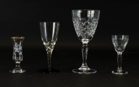 A Mixed Collection Of Cut Glass And Etched Drinking Vessels Over 25 items in total to include gilt