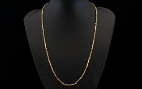 9ct Gold Bar and Link Design Superior Quality Chain. Marked 9.375. 22 Inches - 55 cm In length.