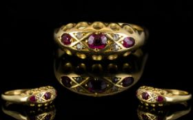 18ct Gold Attractive Ruby And Diamond Set Dress Ring.