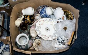 A Mixed Box Of Ceramics And Decorative Items Large box to include various cabinet plates, chargers,