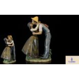 Lladro - Gres Large Hand Painted Scarce Figures ' The Kissing Father ' Model No 2114.