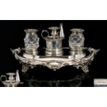 Mid Victorian Period Superb Quality Solid Silver Combined Inkstand / Candle Holder / Snuffer.
