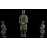 Antique Chinese Terracotta Tomb Figure Modelled in the form of a warrior, finely detailed,