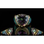 Fine Quality and Attractive 14ct Gold Caribbean Topaz and Diamond Set Dress Ring,
