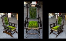 Antique Period Scarce American Child's Rocking Chair, Made of Turned Beech Wood. c.1880's.