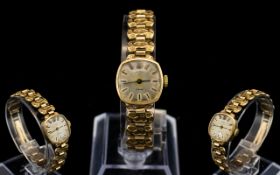 Rotary Mechanical 9ct Gold Bracelet Wrist Watch. 21 Jewel Movement. Superb Bracelet Design.