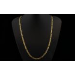 18ct Yellow Gold Figaro Design Long Chain. Marked 750.