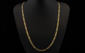 18ct Yellow Gold Figaro Design Long Chain. Marked 750.