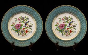 Aynsley Fine Bone China Two Pembroke Pattern Gilt Embellished Plates Each in very good condition,