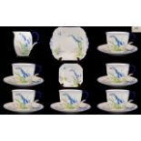 Shelley 'Bluebell' Pattern 11767 Part Tea Service Circa 1930 In Empire Shape Comprising six cups