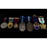 A Collection Of Masonic Medals Comprising silver vice patron medal, lodge number 4175,