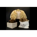 A 1960'S Blonde Mink Bolero Shawl collar stole with short sleeves,