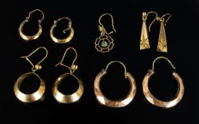 Ladies Contemporary Collection of 9ct Gold Earrings ( 4 ) Pairs In Total. All Marked for 9.