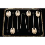 Boxed Set of ( 6 ) Six Sterling Silver Coffee Spoons.