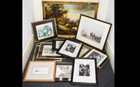 A Quantity Of Framed Prints Eighteen in total of varying size,