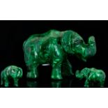 Malachite Large and Heavy Hand Carved Elephant Figure / Sculpture. Excellent Colour and Condition.