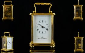 Matthew Norman Superb Quality - Heavy Brass Carriage Clock with White Porcelain Dial,