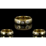 9ct Gold Wedding Band Set with 3 Diamonds Starburst Setting, Fully Hallmarked for 9ct,